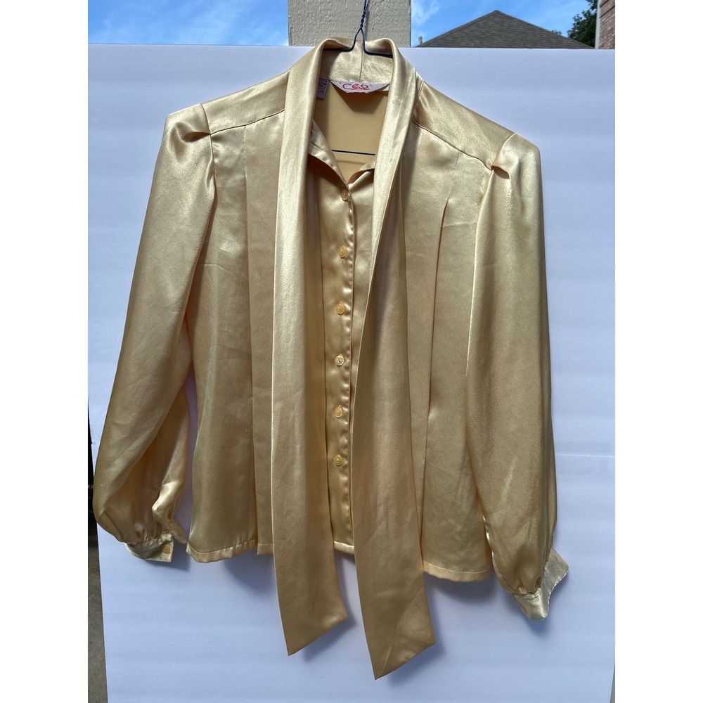 CEO polyester women's long sleeve, soft, gold, medium size